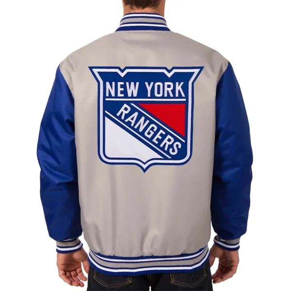 NY Rangers Two Hit Poly-Twill Gray and Blue Jacket