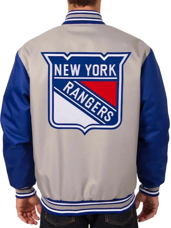 NY Rangers Two Hit Poly-Twill Gray and Blue Jacket