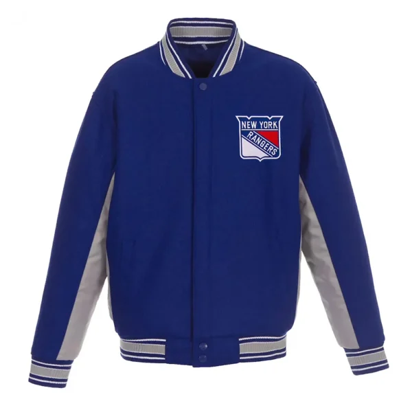 NY Rangers Wool Poly-Twill Accent Royal-Gray Jacket