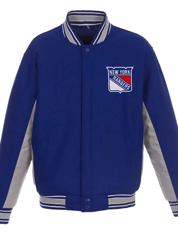 NY Rangers Wool Poly-Twill Accent Royal-Gray Jacket