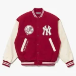 NY Yankees Baseball Dark Red Varsity Wool/Leather Jacket