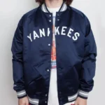 NY Yankees Baseball Navy Satin Jacket