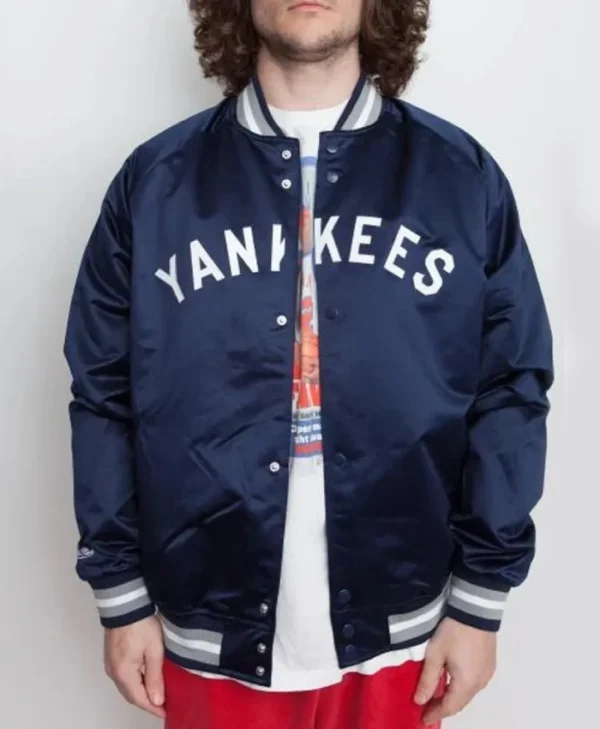 NY Yankees Baseball Navy Satin Jacket