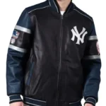 NY Yankees Black and Navy Varsity Leather Jacket