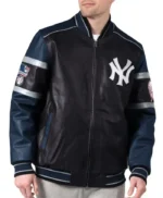 NY Yankees Black and Navy Varsity Leather Jacket