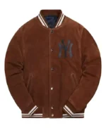 NY Yankees Brown Suede Bomber Jacket
