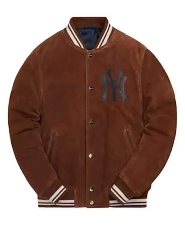 NY Yankees Brown Suede Bomber Jacket