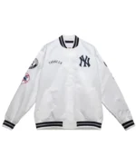 NY Yankees City Collection White Varsity Satin Jacket