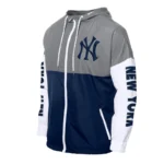 NY Yankees Color Block Navy-Gray Hoodie Windbreaker
