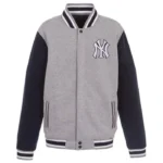 NY Yankees Embroidered Navy/Gray Varsity Jacket