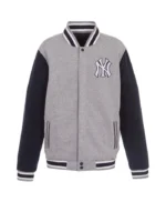 NY Yankees Embroidered Navy/Gray Varsity Jacket