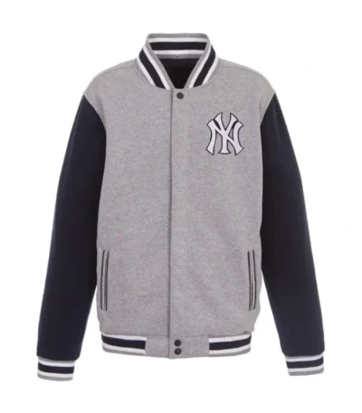 NY Yankees Embroidered Navy/Gray Varsity Jacket