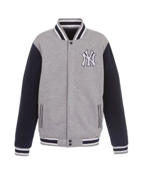NY Yankees Embroidered Navy/Gray Varsity Jacket