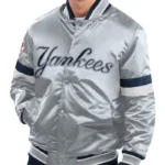 NY Yankees Home Game Gray Satin Jacket