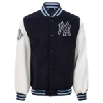 NY Yankees MLB Patch Navy and White Varsity Jacket