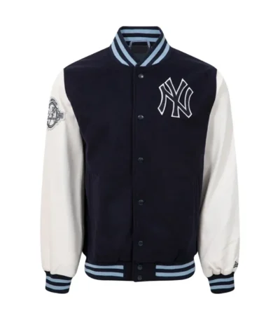 NY Yankees MLB Patch Navy and White Varsity Jacket