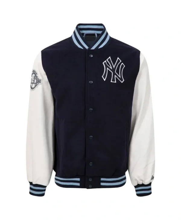 NY Yankees MLB Patch Navy and White Varsity Jacket