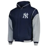 NY Yankees Navy and Gray Hoodie Jacket