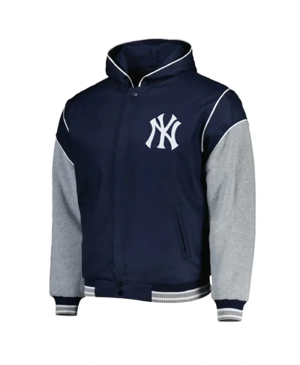 NY Yankees Navy and Gray Hoodie Jacket