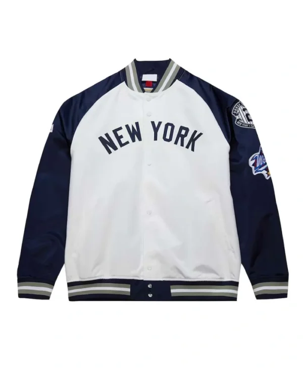 NY Yankees Navy and White Lightweight Satin Jacket