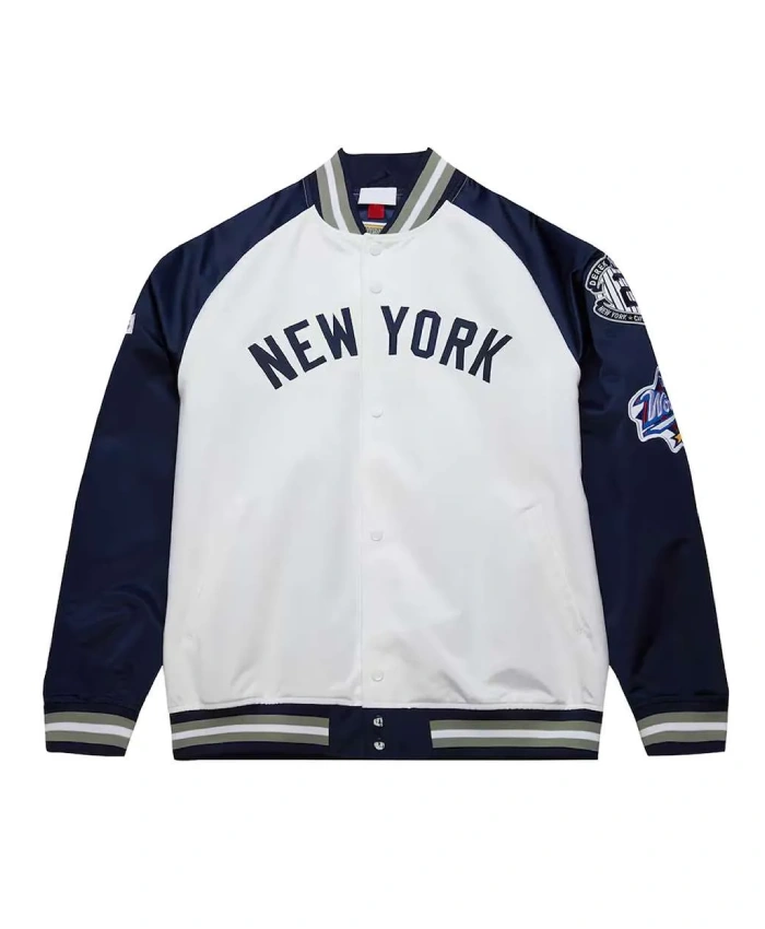 NY Yankees Navy and White Lightweight Satin Jacket NY Yankees Navy and White Lightweight Satin Jacket