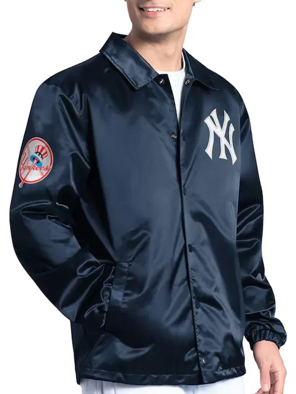 NY Yankees Point Man Coaches Navy Jacket