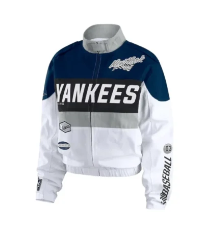 NY Yankees Racing Navy/White Full-Zip Jacket