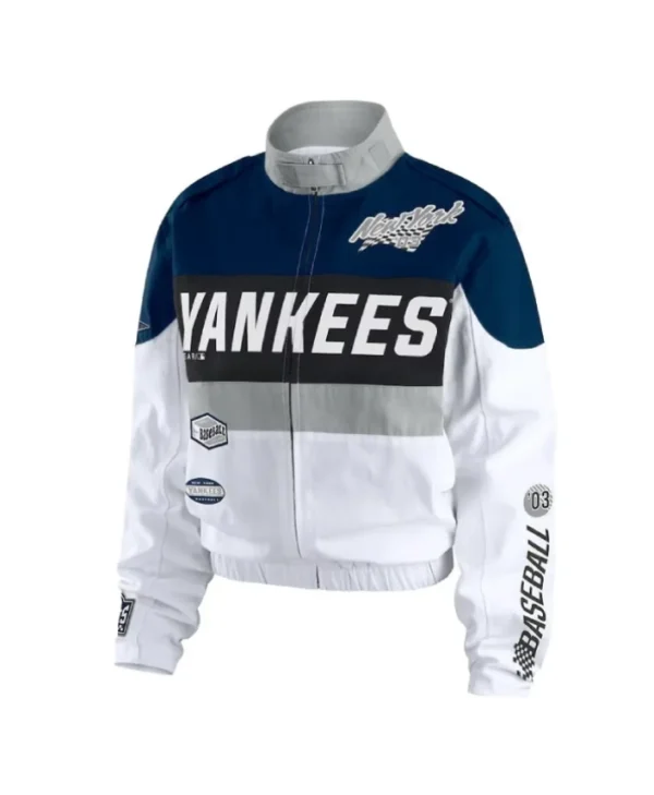 NY Yankees Racing Navy/White Full-Zip Jacket