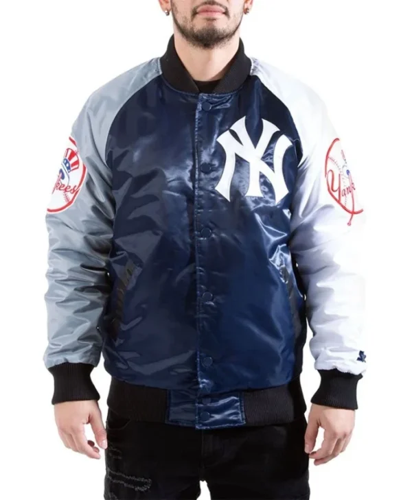 NY Yankees Tri-Color Satin Jacket