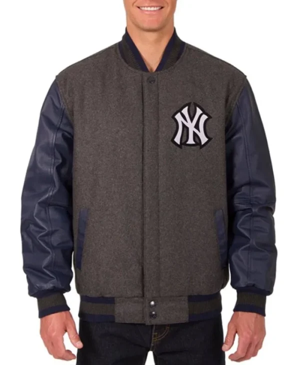 NY Yankees Varsity Charcoal and Navy Jacket