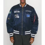 Navy Blue Seattle Seahawks Bomber MA-1 Jacket