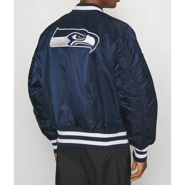 Navy Blue Seattle Seahawks Bomber MA-1 Jacket