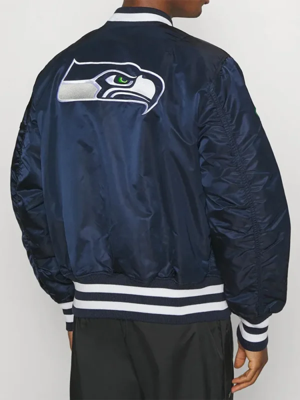 Navy Blue Seattle Seahawks Bomber MA-1 Jacket