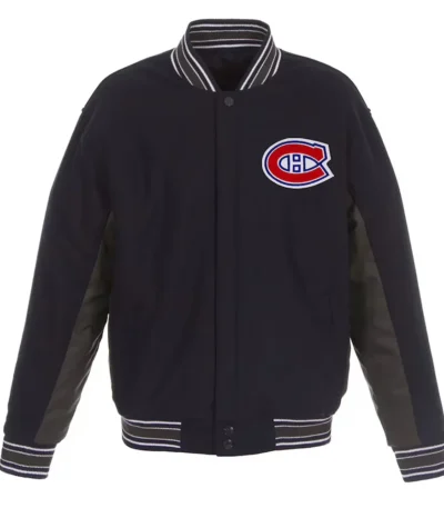 Navy-Charcoal Montreal Canadiens Poly-Twill Wool Accent Jacket