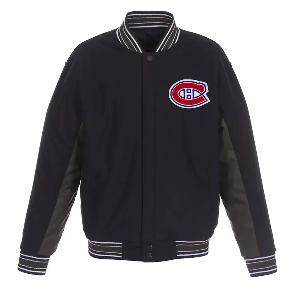 Navy-Charcoal Montreal Canadiens Poly-Twill Wool Accent Jacket Navy-Charcoal Montreal Canadiens Poly-Twill Wool Accent Jacket