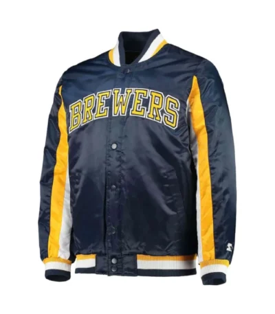 Navy Milwaukee Brewers The Ace Satin Jacket