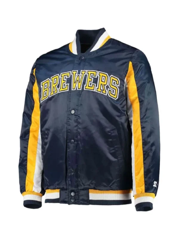 Navy Milwaukee Brewers The Ace Satin Jacket