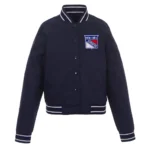 Navy NY Rangers Poly-Twill Front-Hit Jacket