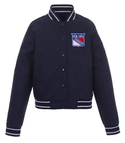 Navy NY Rangers Poly-Twill Front-Hit Jacket