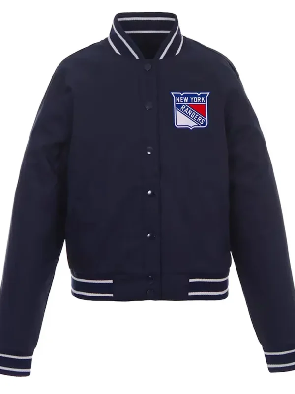 Navy NY Rangers Poly-Twill Front-Hit Jacket