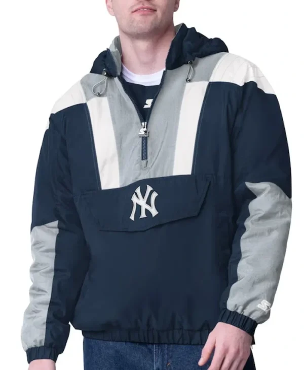 Navy NY Yankees Charger Half-Zip Pullover Jacket