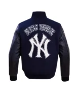 NY Yankees Animal Print Varsity Wool/Leather Jacket