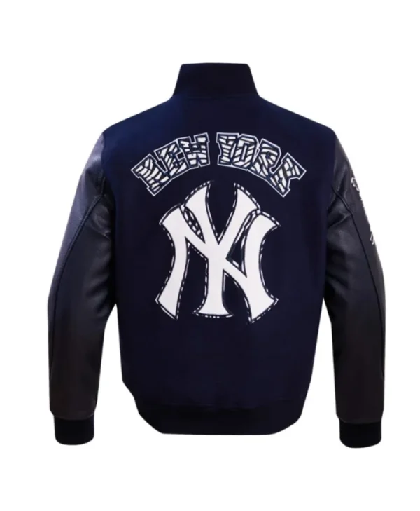 NY Yankees Animal Print Varsity Wool/Leather Jacket