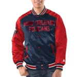 Navy-Red New Orleans Pelicans Renegade Varsity Satin Jacket