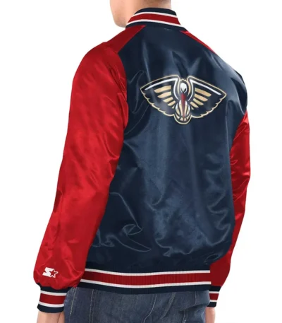 Navy-Red New Orleans Pelicans Renegade Varsity Satin Jacket