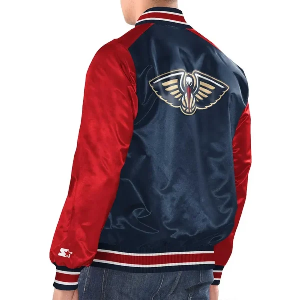 Navy-Red New Orleans Pelicans Renegade Varsity Satin Jacket