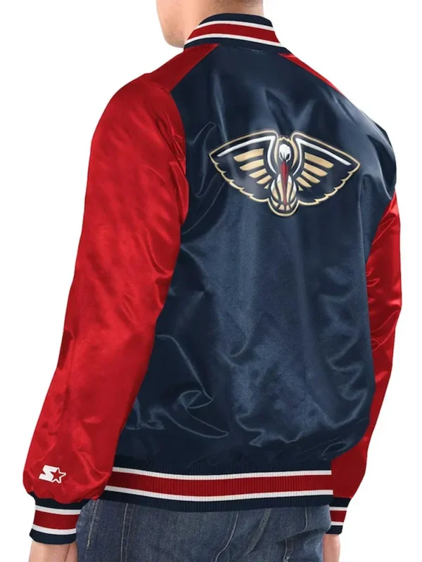 Navy-Red New Orleans Pelicans Renegade Varsity Satin Jacket