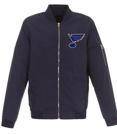 Navy St. Louis Blues Nylon Lightweight Bomber Jacket