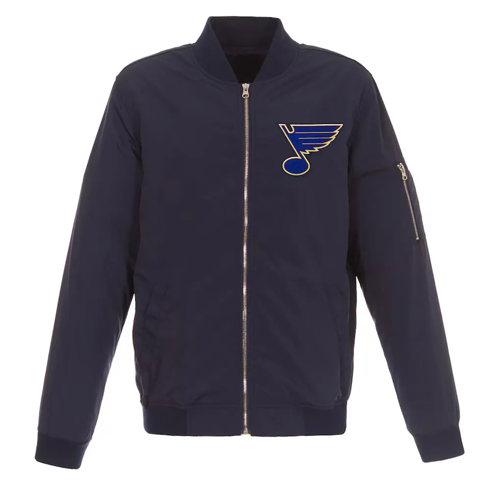 Navy St. Louis Blues Nylon Lightweight Bomber Jacket Navy St. Louis Blues Nylon Lightweight Bomber Jacket