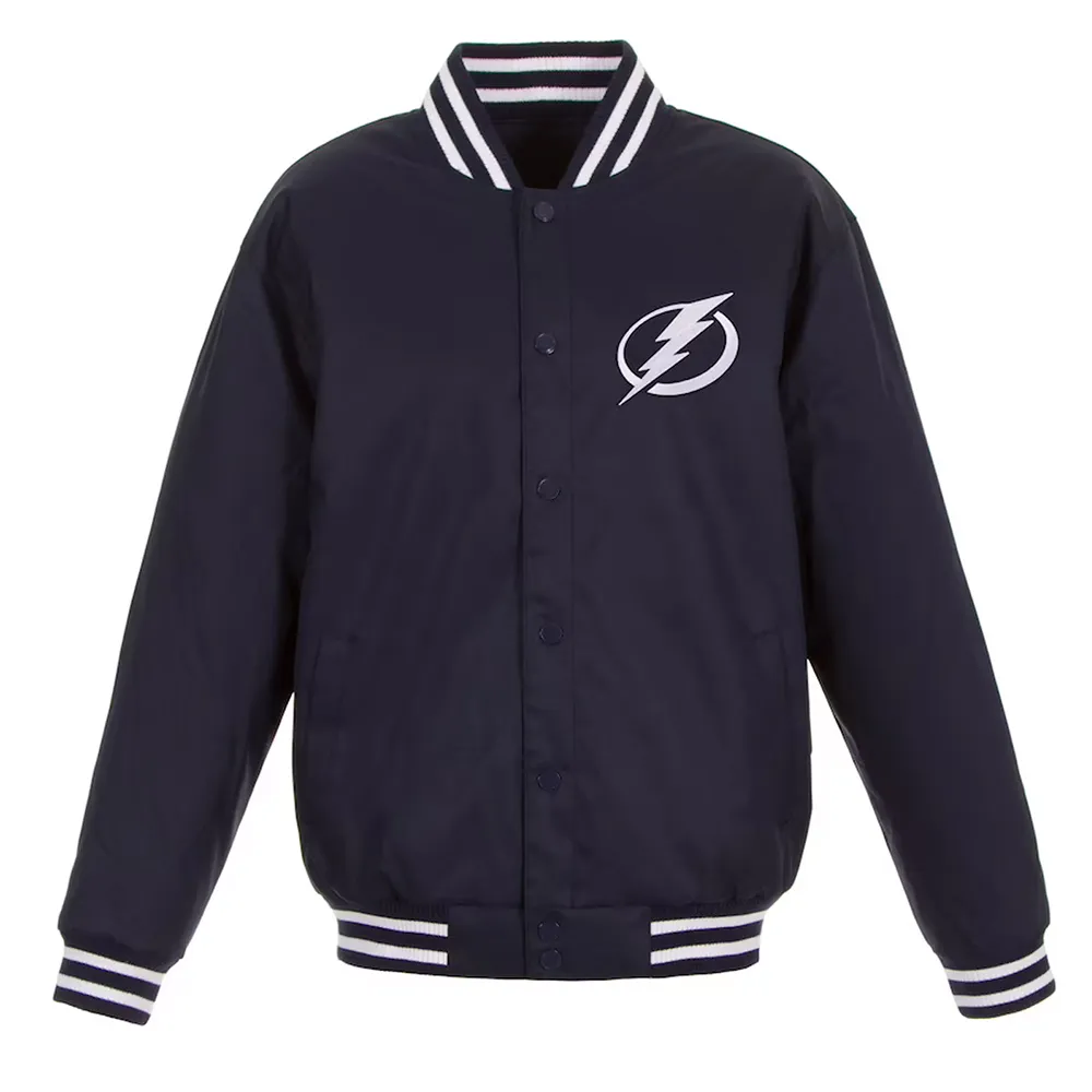Navy Tampa Bay Lightning Front Hit Poly Twill Jacket Navy Tampa Bay Lightning Front Hit Poly Twill Jacket